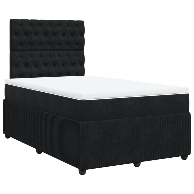 vidaXL fekete bársony rugós ágy matraccal 120x190 cm