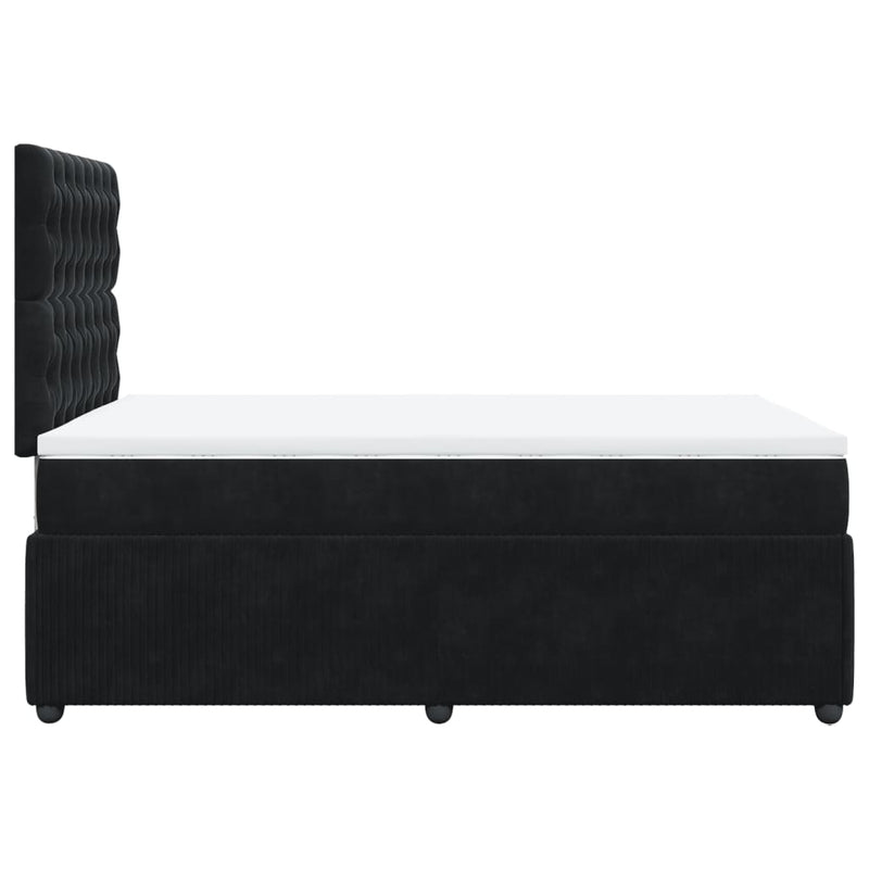 vidaXL fekete bársony rugós ágy matraccal 120x190 cm