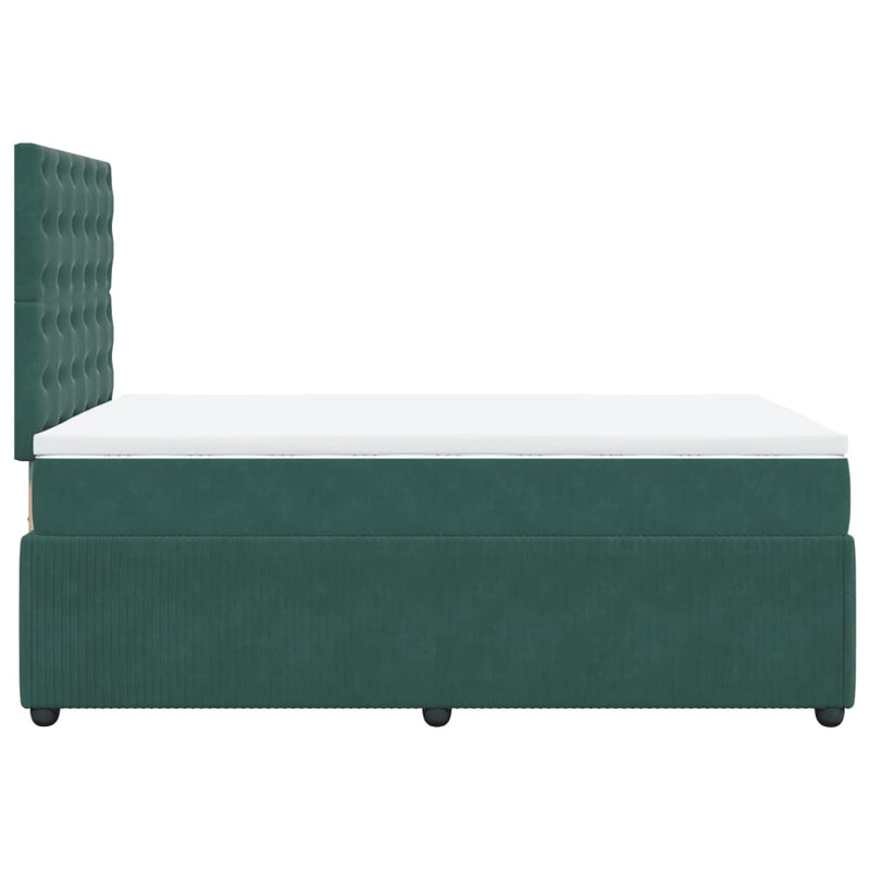 vidaXL sötétzöld bársony rugós ágy matraccal 120x190 cm