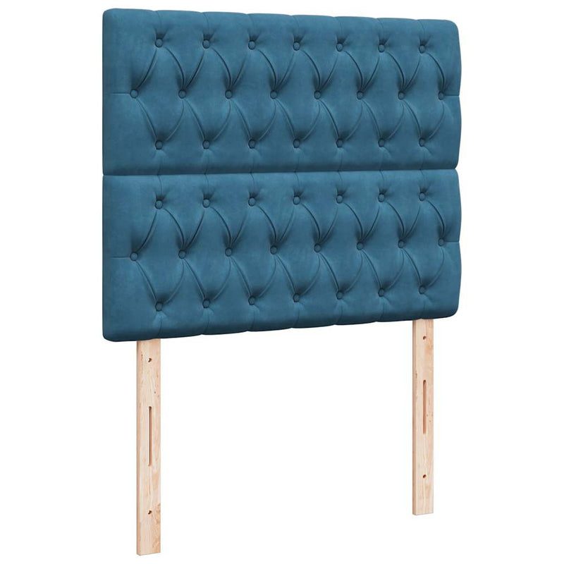 vidaXL sötétkék bársony rugós ágy matraccal 120 x 200 cm