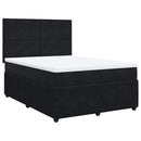 vidaXL fekete bársony rugós ágy matraccal 140 x 190 cm
