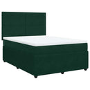 vidaXL sötétzöld bársony rugós ágy matraccal 140x190 cm
