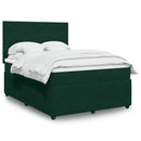 vidaXL sötétzöld bársony rugós ágy matraccal 140x190 cm