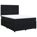 vidaXL fekete bársony rugós ágy matraccal 140 x 190 cm