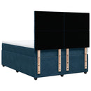 vidaXL sötétkék bársony rugós ágy matraccal 140x190 cm