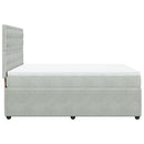 vidaXL világosszürke bársony rugós ágy matraccal 140x190 cm
