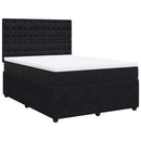 vidaXL fekete bársony rugós ágy matraccal 140 x 190 cm