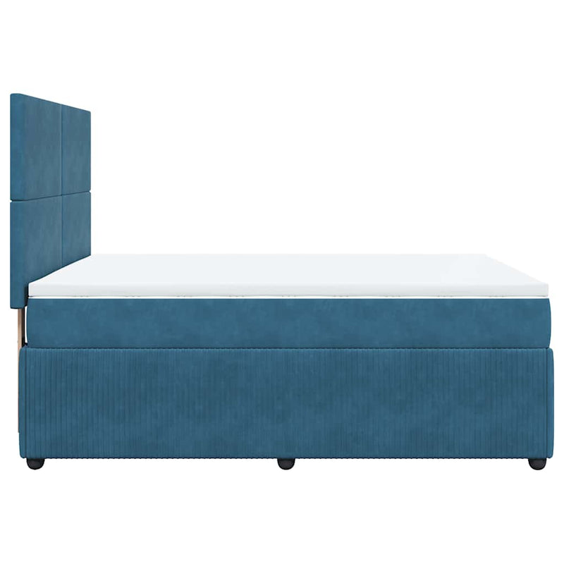 vidaXL sötétkék bársony rugós ágy matraccal 160x200 cm