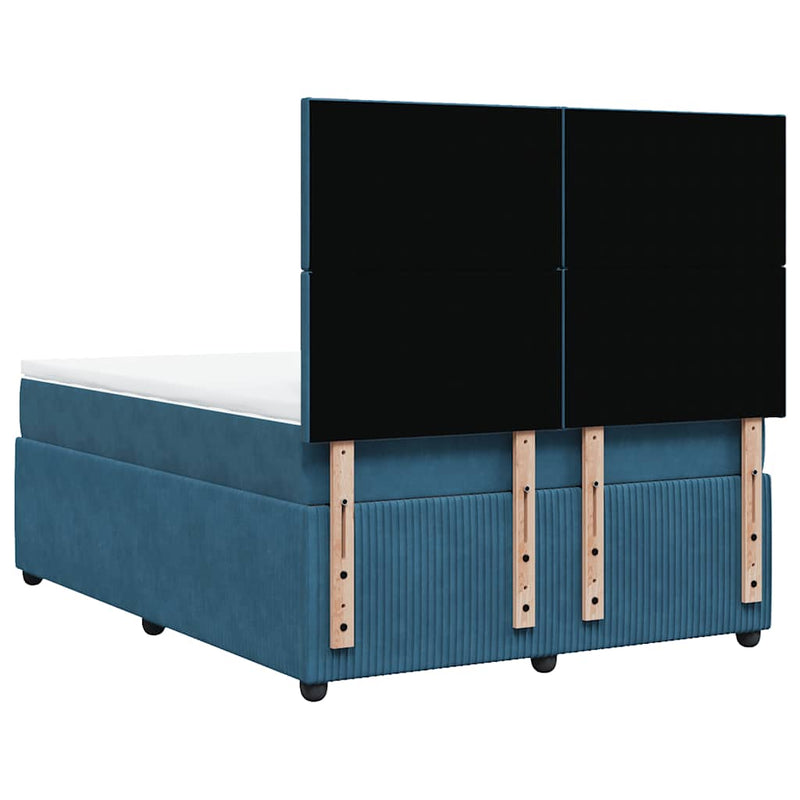 vidaXL sötétkék bársony rugós ágy matraccal 160x200 cm