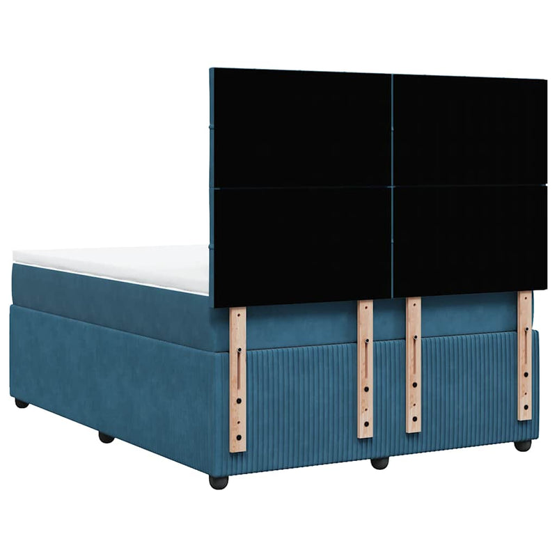 vidaXL sötétkék bársony rugós ágy matraccal 160x200 cm