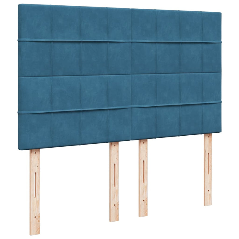 vidaXL sötétkék bársony rugós ágy matraccal 160x200 cm