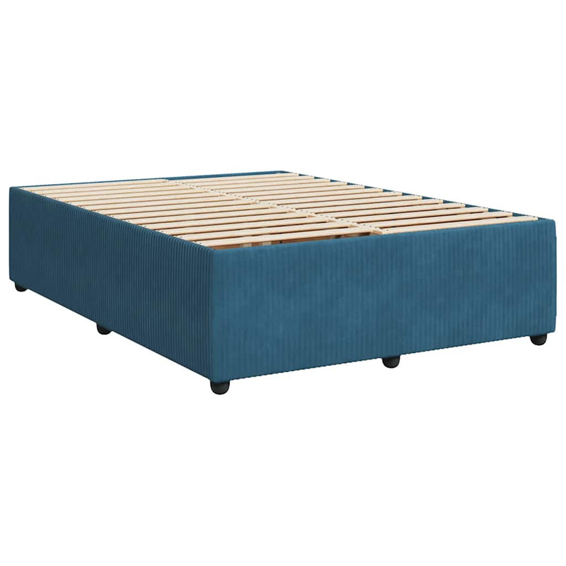 vidaXL sötétkék bársony rugós ágy matraccal 160x200 cm