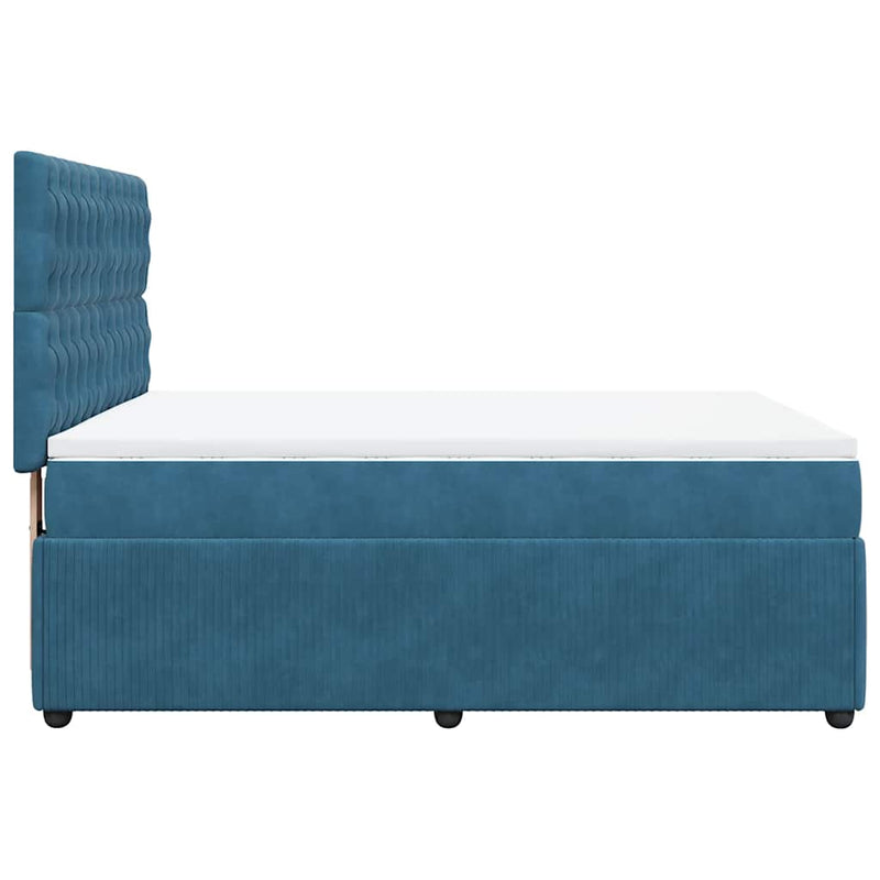 vidaXL sötétkék bársony rugós ágy matraccal 160x200 cm