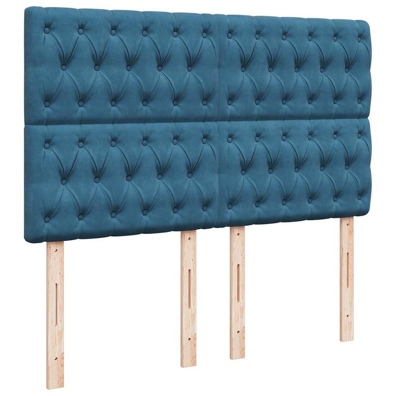 vidaXL sötétkék bársony rugós ágy matraccal 160x200 cm