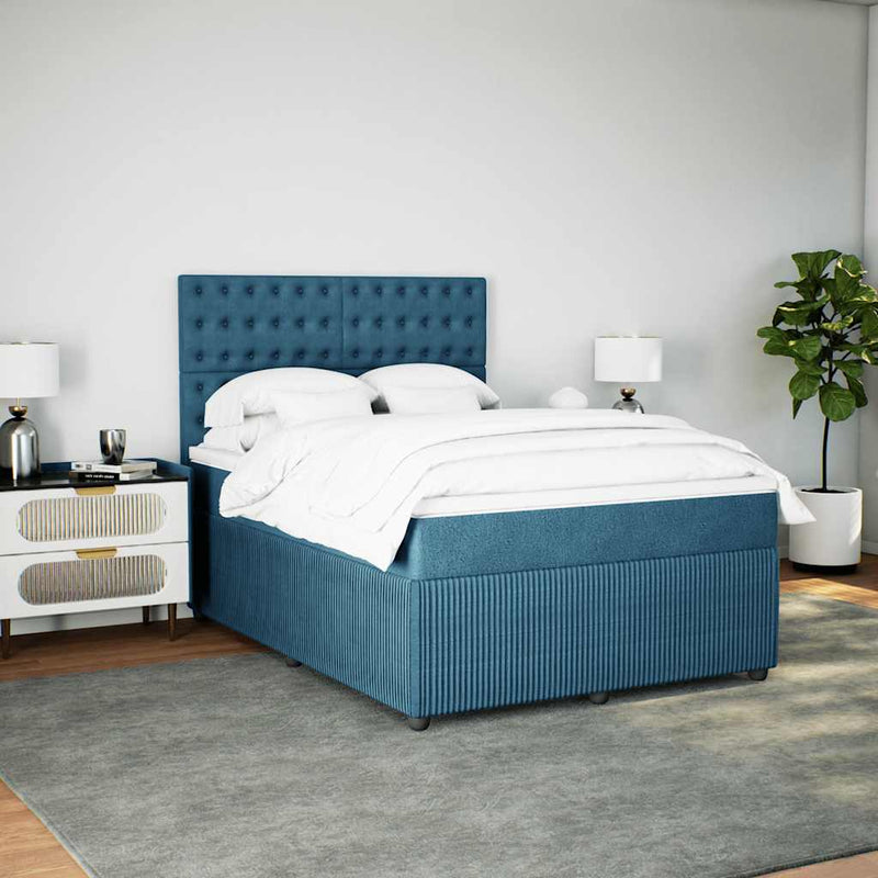vidaXL sötétkék bársony rugós ágy matraccal 160x200 cm