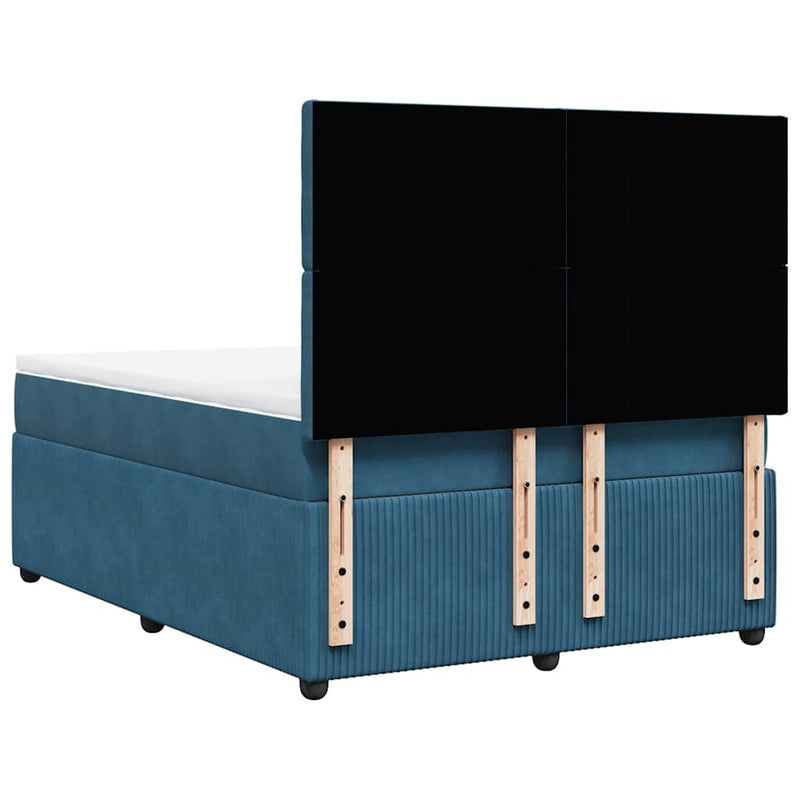 vidaXL sötétkék bársony rugós ágy matraccal 160x200 cm