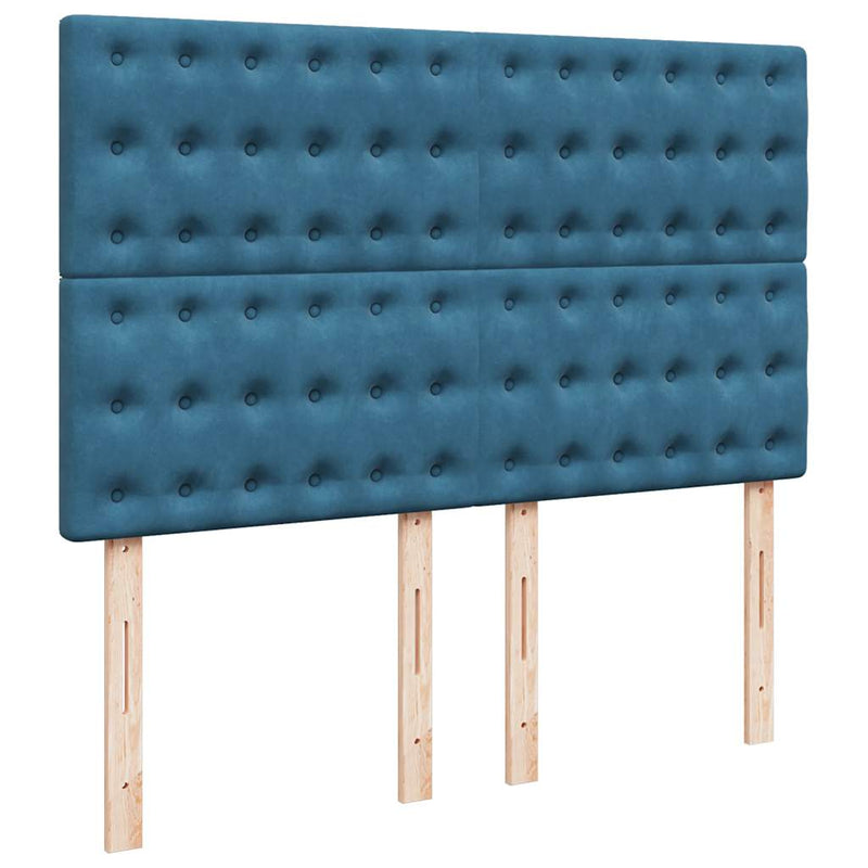 vidaXL sötétkék bársony rugós ágy matraccal 160x200 cm
