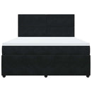 vidaXL fekete bársony rugós ágy matraccal 180x200 cm