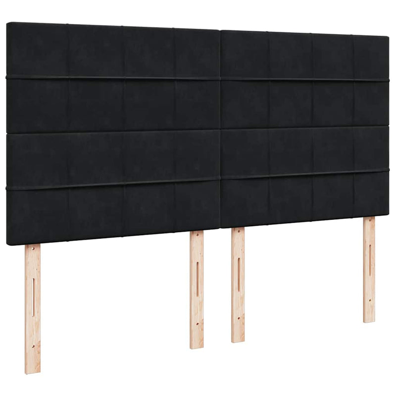 vidaXL fekete bársony rugós ágy matraccal 180x200 cm