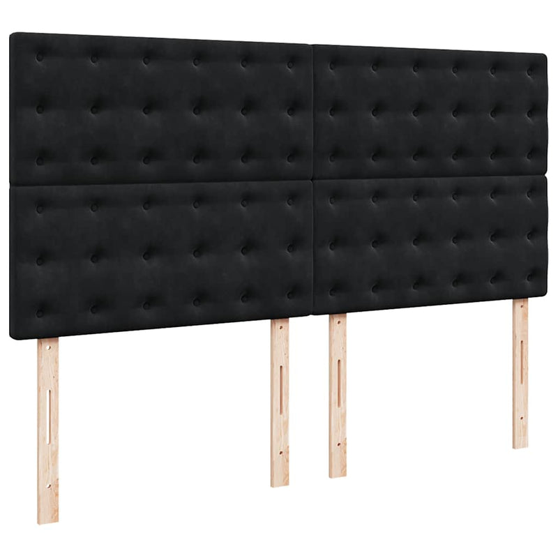 vidaXL fekete bársony rugós ágy matraccal 180x200 cm