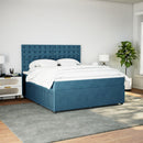 vidaXL sötétkék bársony rugós ágy matraccal 180x200 cm