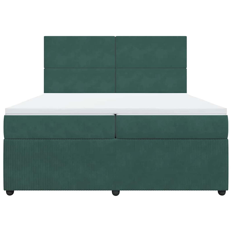 vidaXL sötétzöld bársony rugós ágy matraccal 200x200 cm