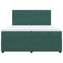 vidaXL sötétzöld bársony rugós ágy matraccal 200x200 cm