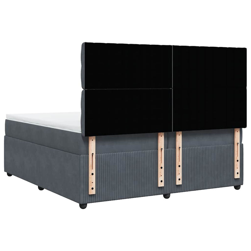 vidaXL sötétszürke bársony rugós ágy matraccal 200x200 cm