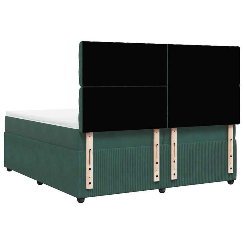 vidaXL sötétzöld bársony rugós ágy matraccal 200x200 cm