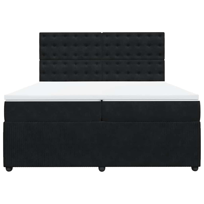 vidaXL fekete bársony rugós ágy matraccal 200x200 cm