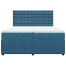 vidaXL sötétkék bársony rugós ágy matraccal 200x200 cm