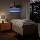 vidaXL krémszínű szövet rugós ágy matraccal 80 x 200 cm