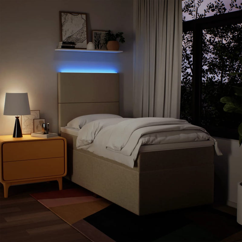 vidaXL krémszínű szövet rugós ágy matraccal 80 x 200 cm