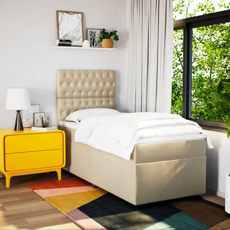 vidaXL krémszínű szövet rugós ágy matraccal 80 x 200 cm