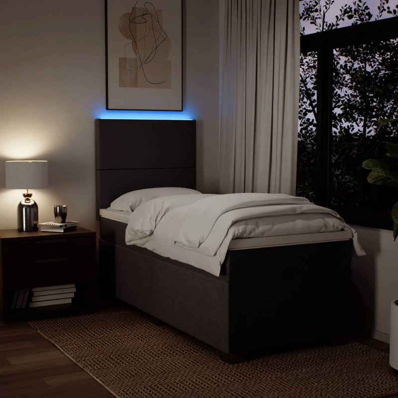 vidaXL sötétbarna szövet rugós ágy matraccal 90 x 190 cm