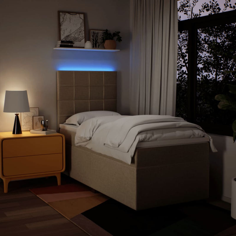 vidaXL krémszínű szövet rugós ágy matraccal 90 x 190 cm