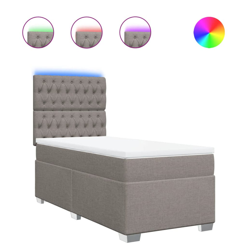 vidaXL tópszínű szövet rugós ágy matraccal 90 x 190 cm