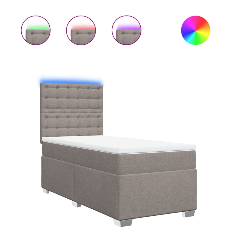 vidaXL tópszínű szövet rugós ágy matraccal 90 x 190 cm