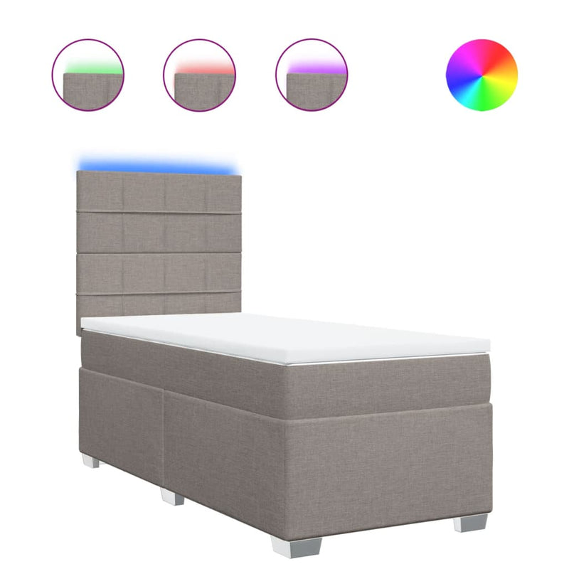 vidaXL tópszínű szövet rugós ágy matraccal 100 x 200 cm