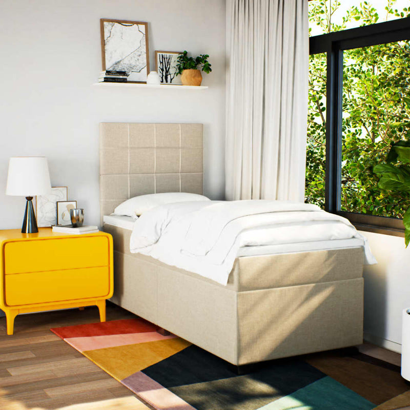 vidaXL krémszínű szövet rugós ágy matraccal 100 x 200 cm