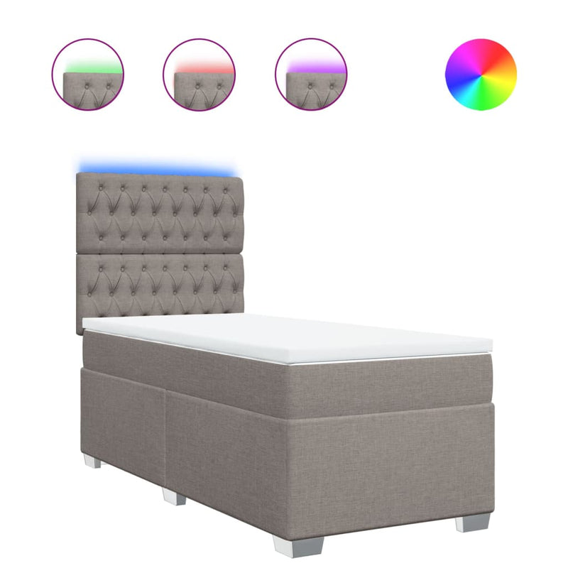 vidaXL tópszínű szövet rugós ágy matraccal 100 x 200 cm