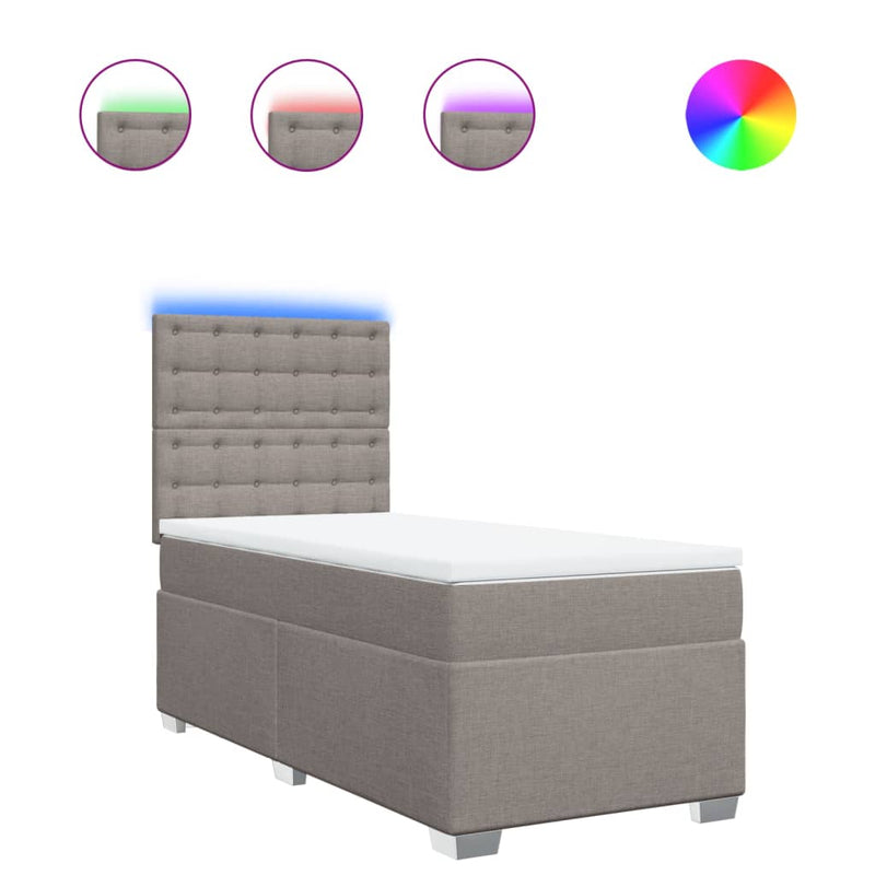 vidaXL tópszínű szövet rugós ágy matraccal 100 x 200 cm