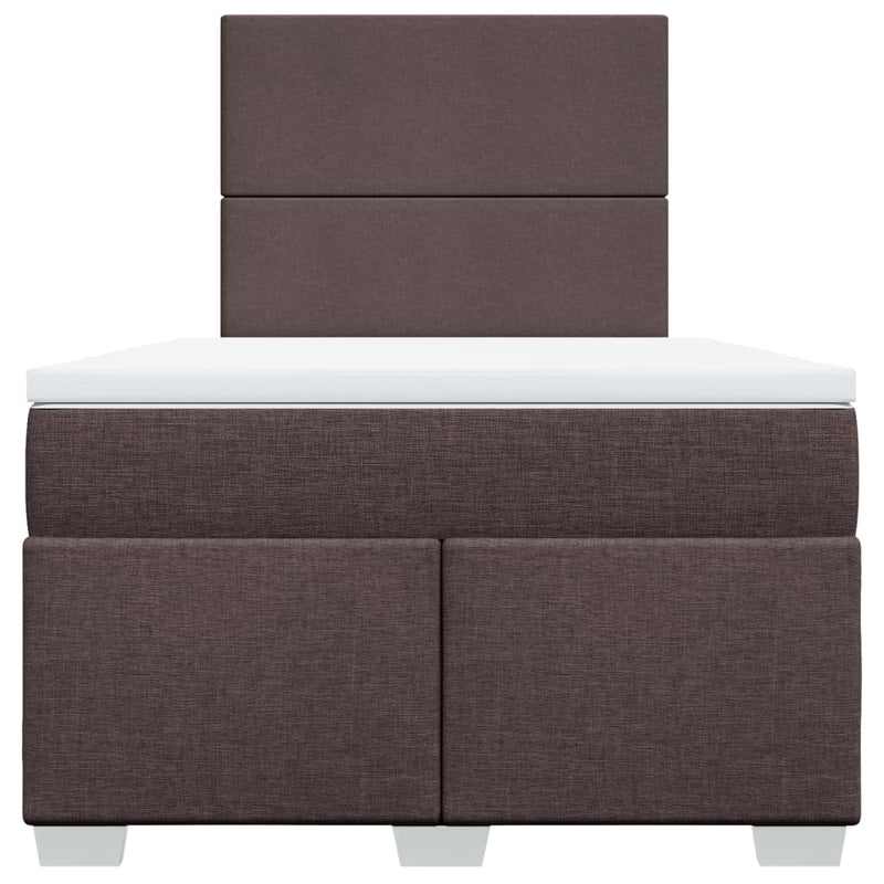 vidaXL sötétbarna szövet rugós ágy matraccal 120 x 190 cm