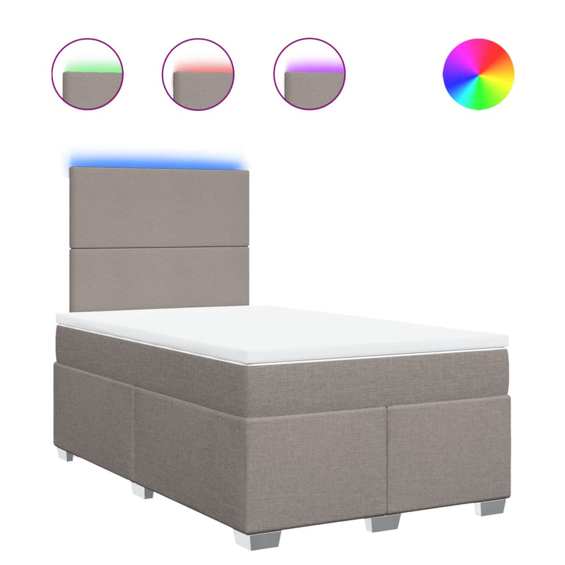 vidaXL tópszínű szövet rugós ágy matraccal 120 x 190 cm