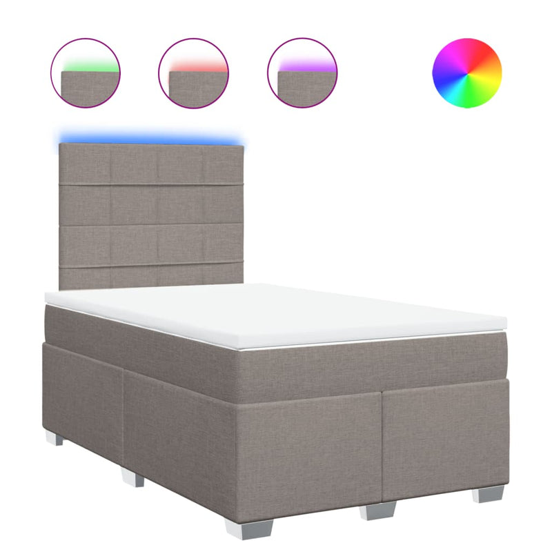 vidaXL tópszínű szövet rugós ágy matraccal 120 x 190 cm