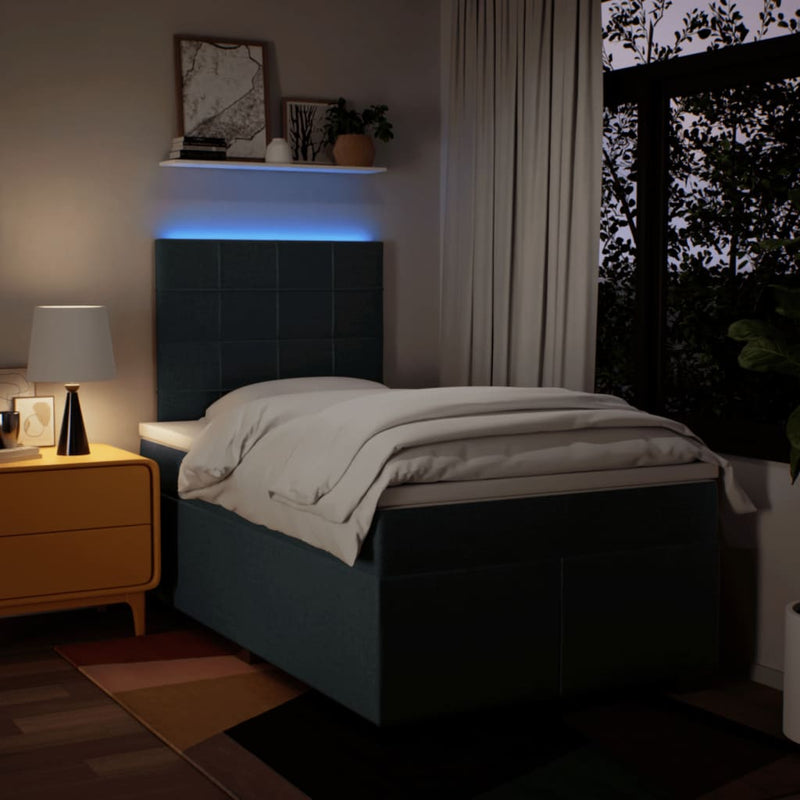 vidaXL kék szövet rugós ágy matraccal 120 x 190 cm