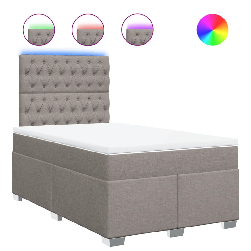 vidaXL tópszínű szövet rugós ágy matraccal 120 x 190 cm