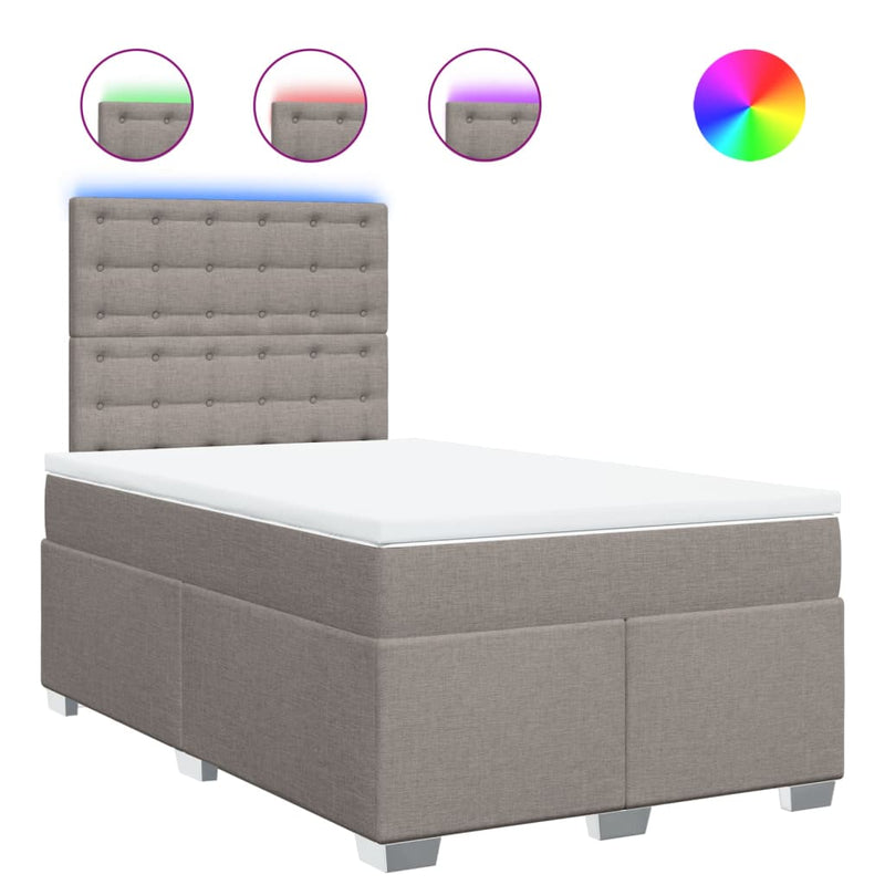 vidaXL tópszínű szövet rugós ágy matraccal 120 x 190 cm