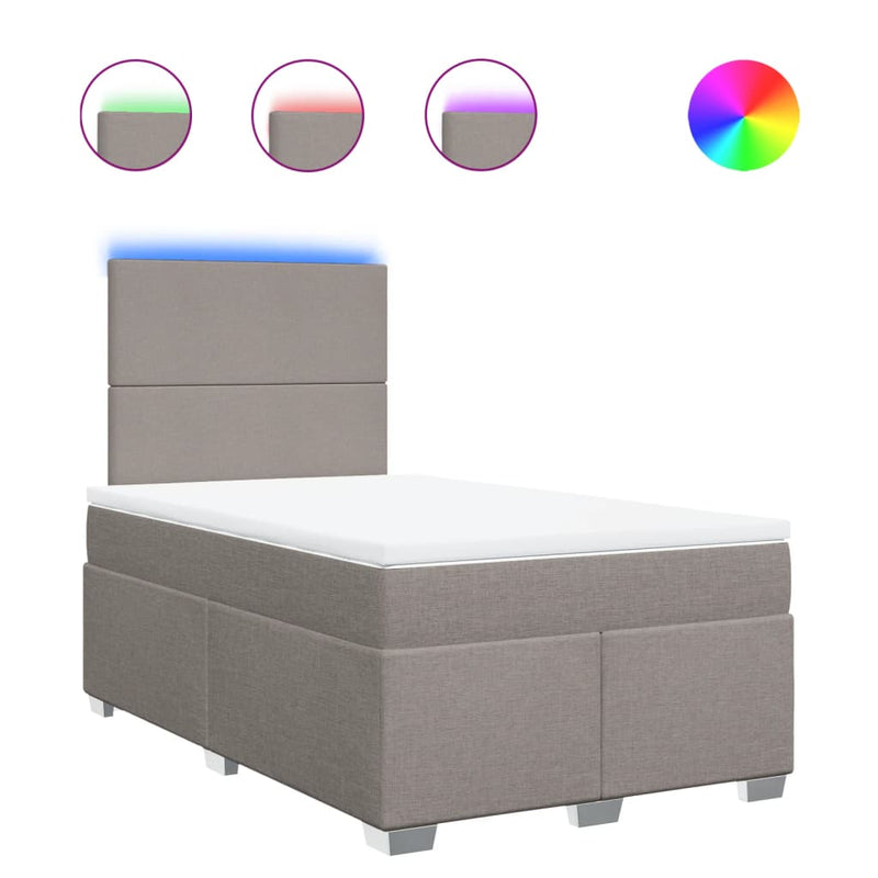 vidaXL tópszínű szövet rugós ágy matraccal 120 x 200 cm