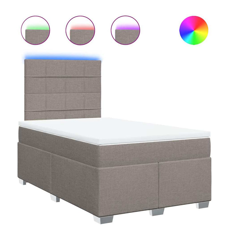 vidaXL tópszínű szövet rugós ágy matraccal 120 x 200 cm